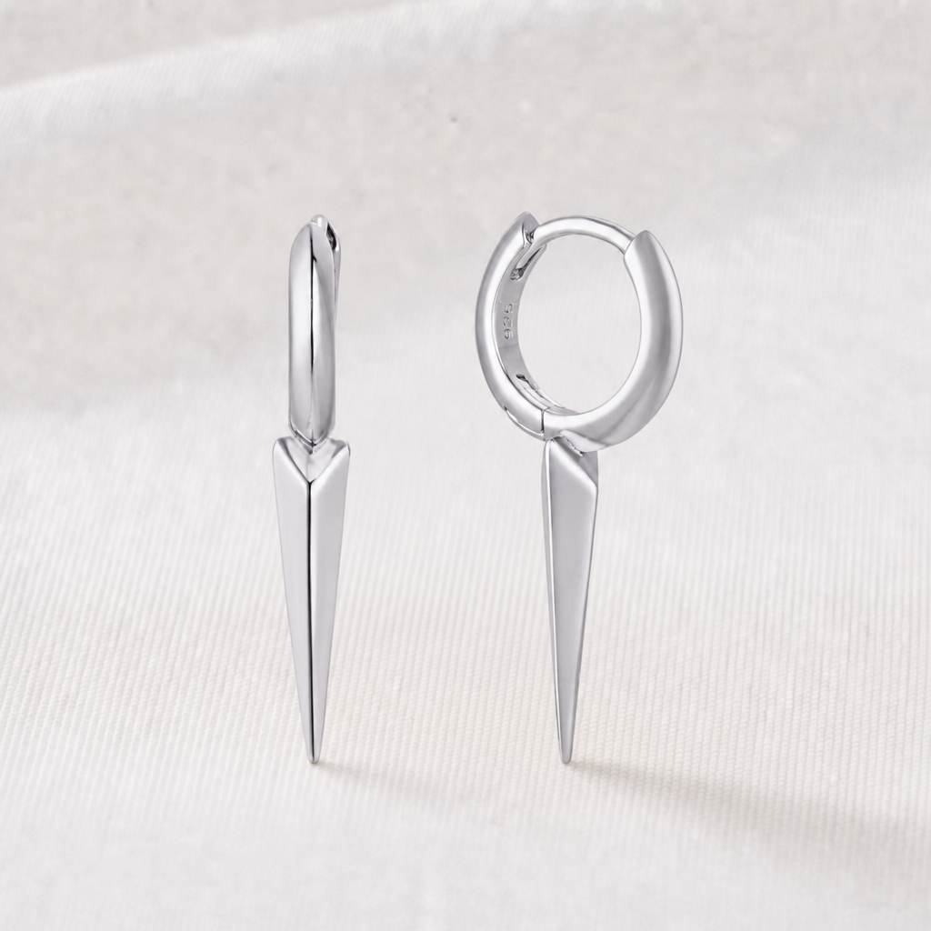 Silverhoop med hängande blank spike
