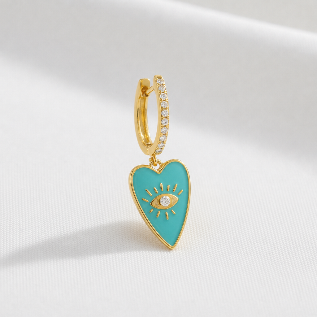 örhänge med evil eye i turkost